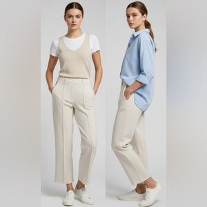 BNWT OGL FuzzLuxe High Waisted Straight Leg Pull On Pant in Heather Beige